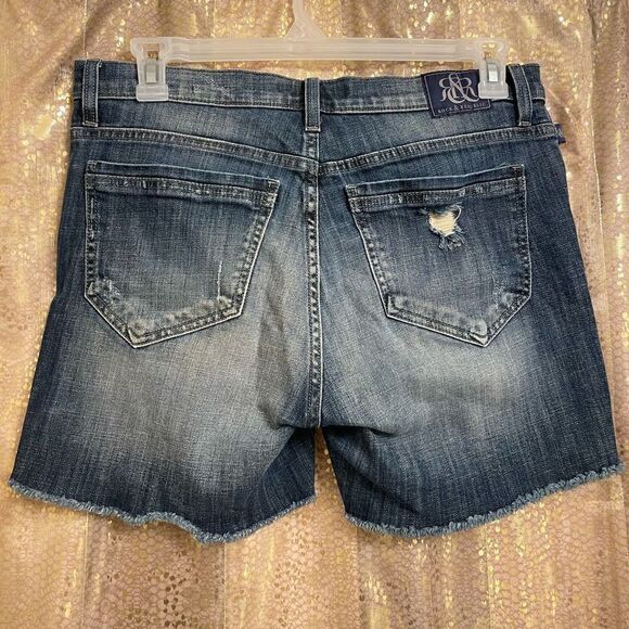 Rock & Republic Bumbershoot Studded Distressed Cut Off Jean Shorts, 14 - Picture 2 of 8